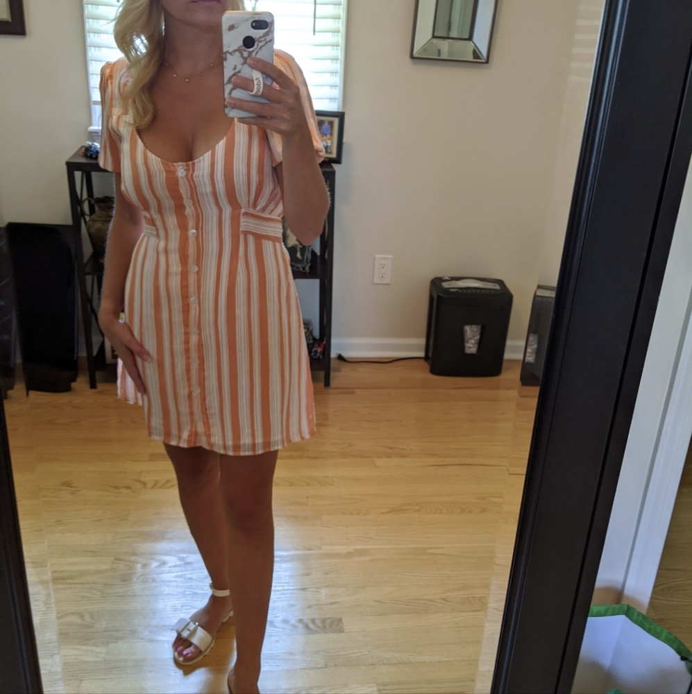 Cleobella Orange and White Striped Dress Size XS